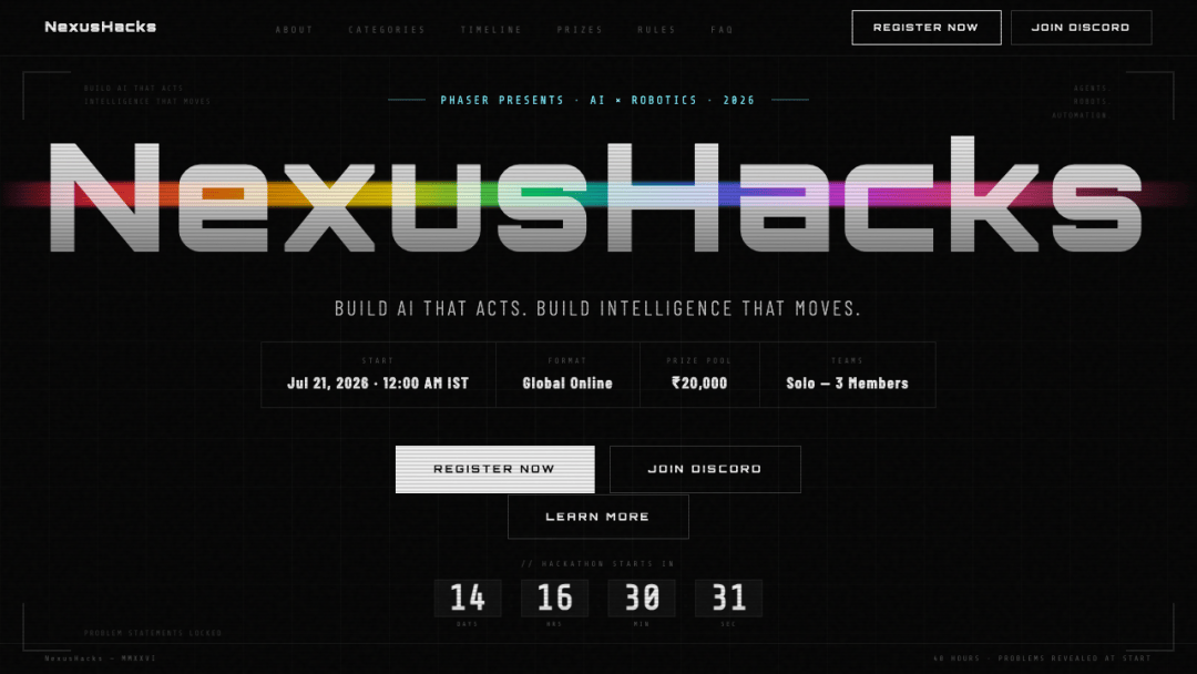 NexusHacks:AI × Robotics 的全球线上黑客松