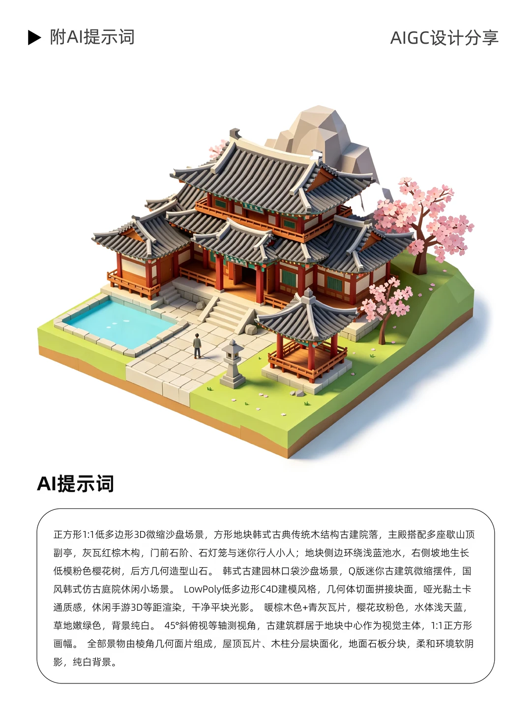 3D 低多边形微缩古建筑｜AI 一键生成沙盘