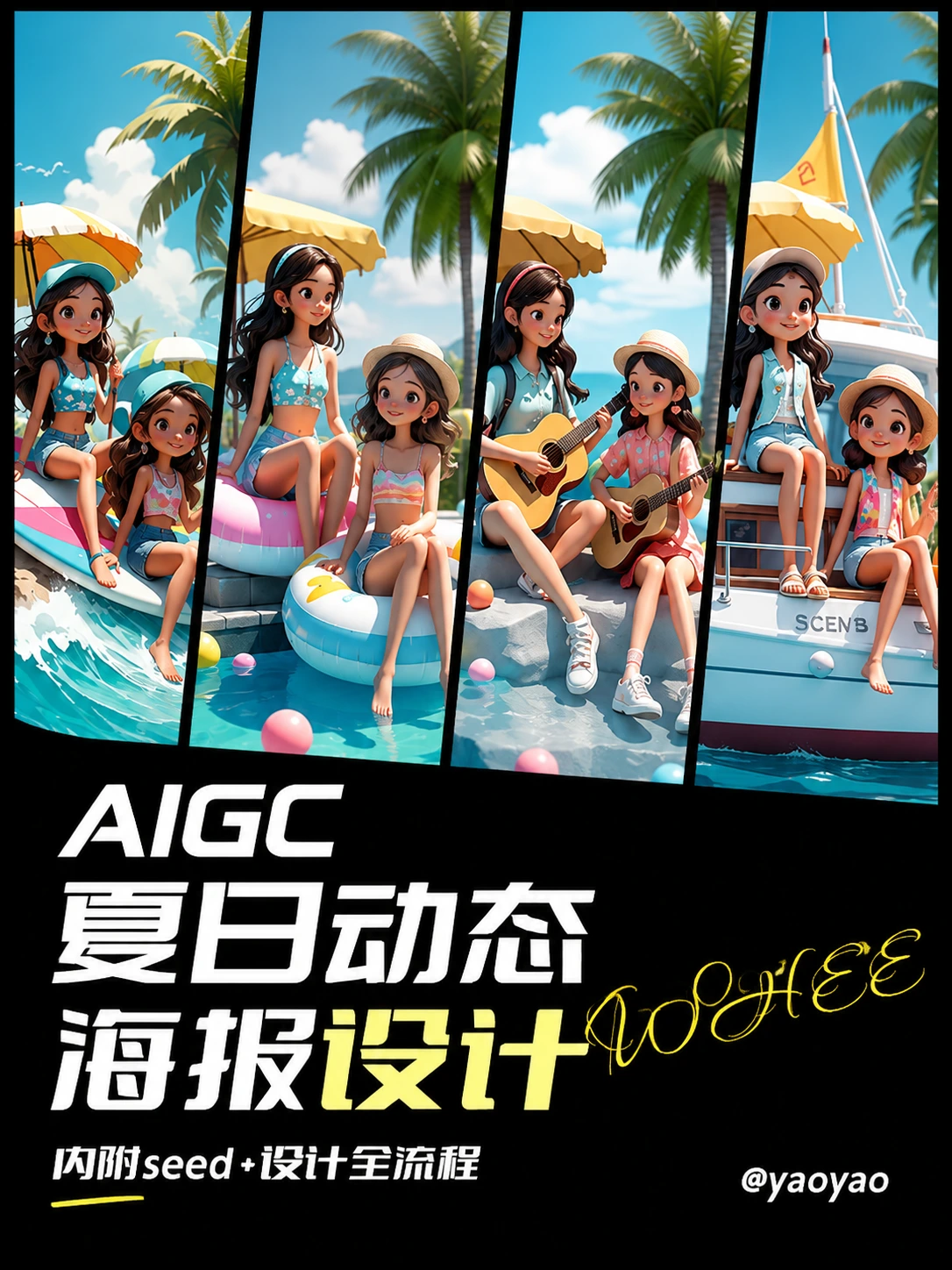 AIGC辅助夏日动态海报设计
