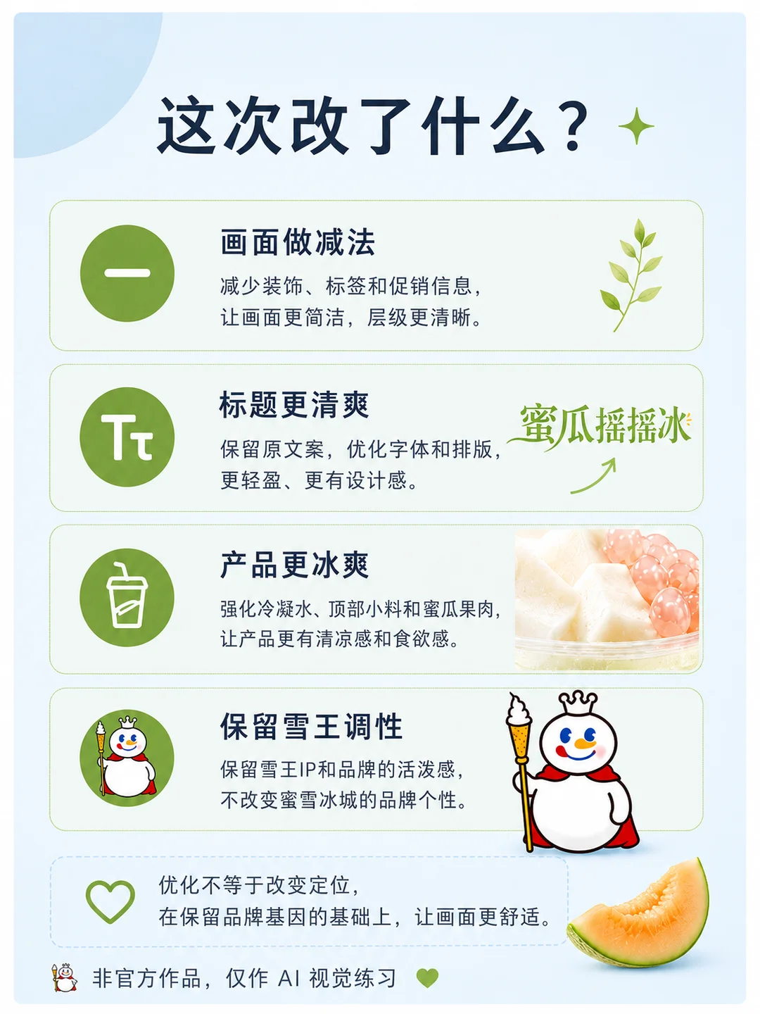 AI重做蜜雪冰城海报，清爽多了！
