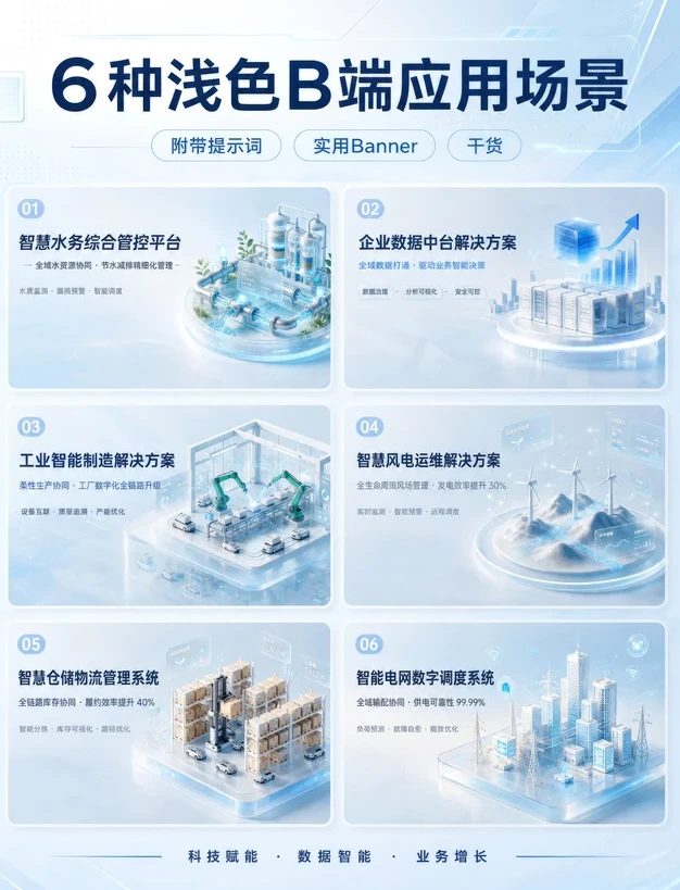 浅色B端可视化banner太高级了吧|附提示词
