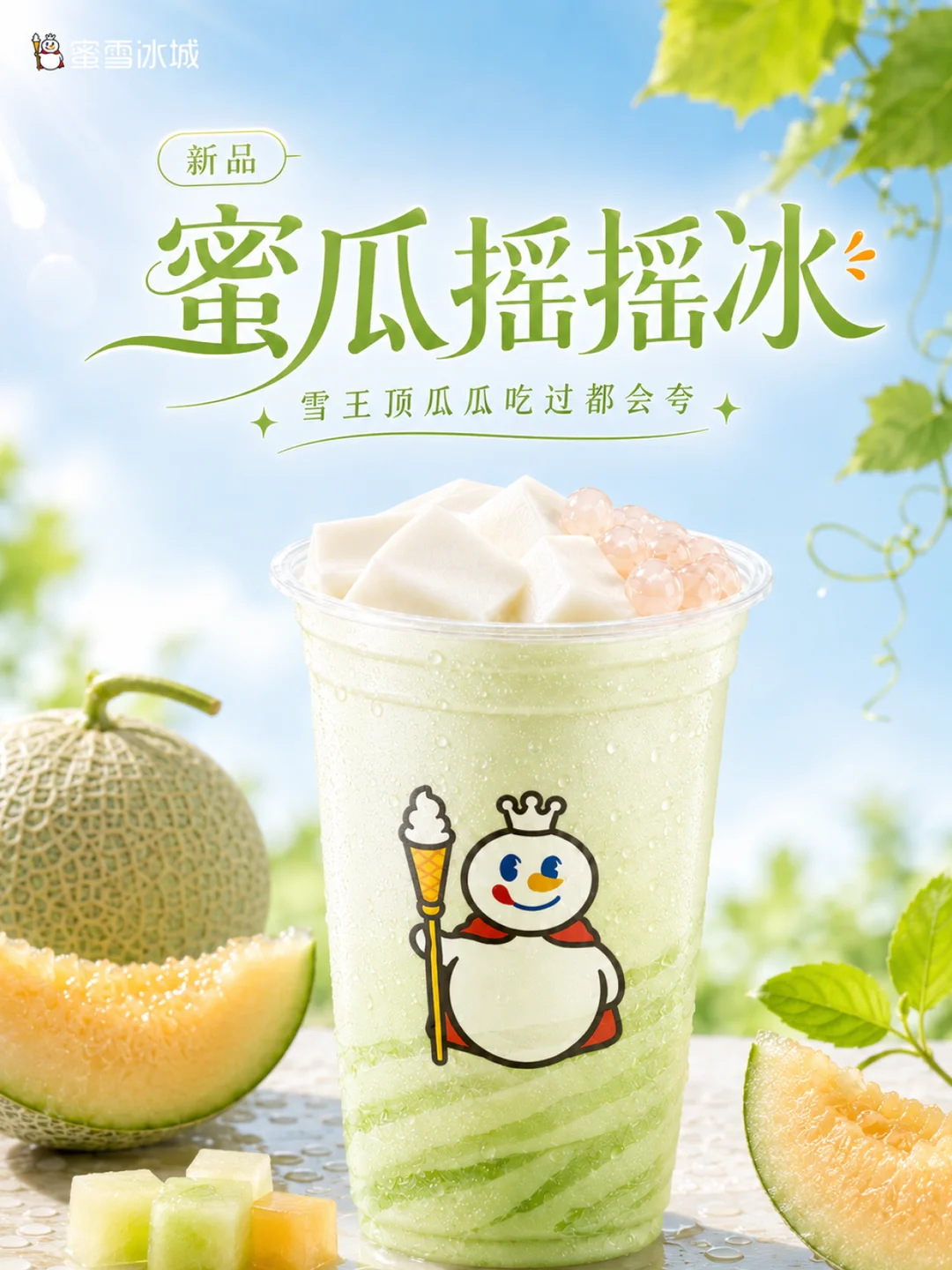 AI重做蜜雪冰城海报,清爽多了!