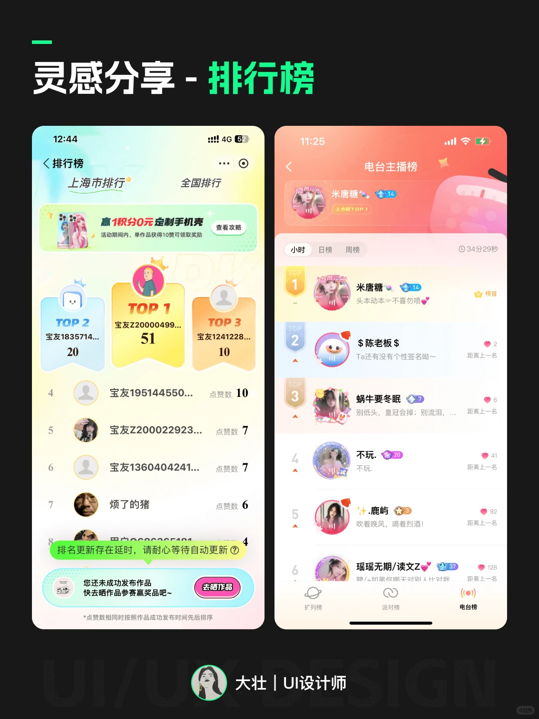 UI灵感分享｜排行榜页面