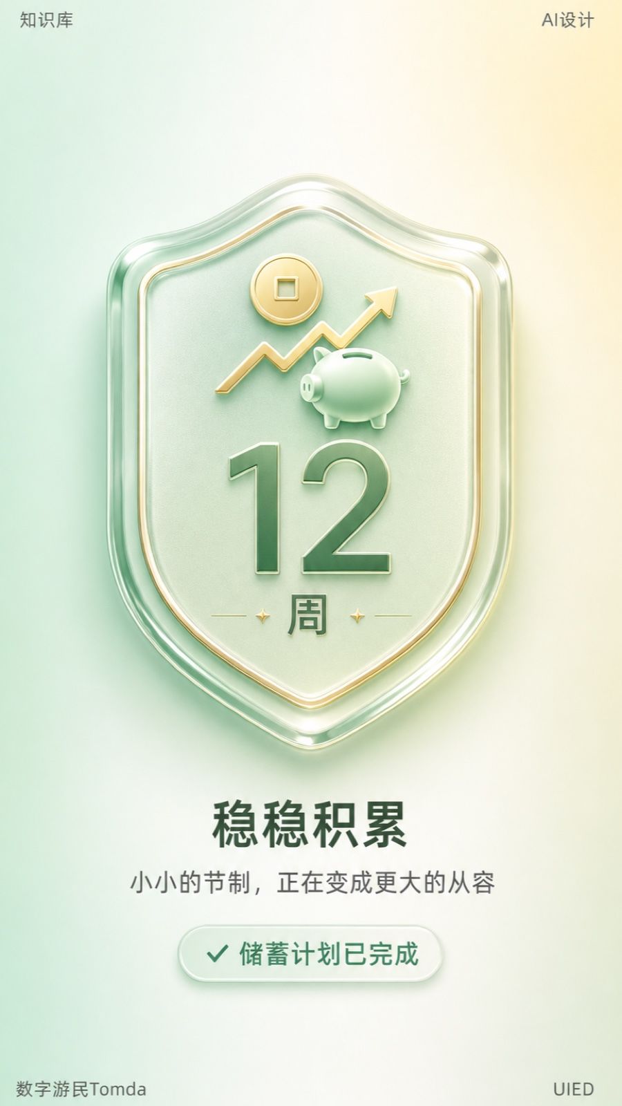 十二周储蓄玻璃拟态成就解锁海报