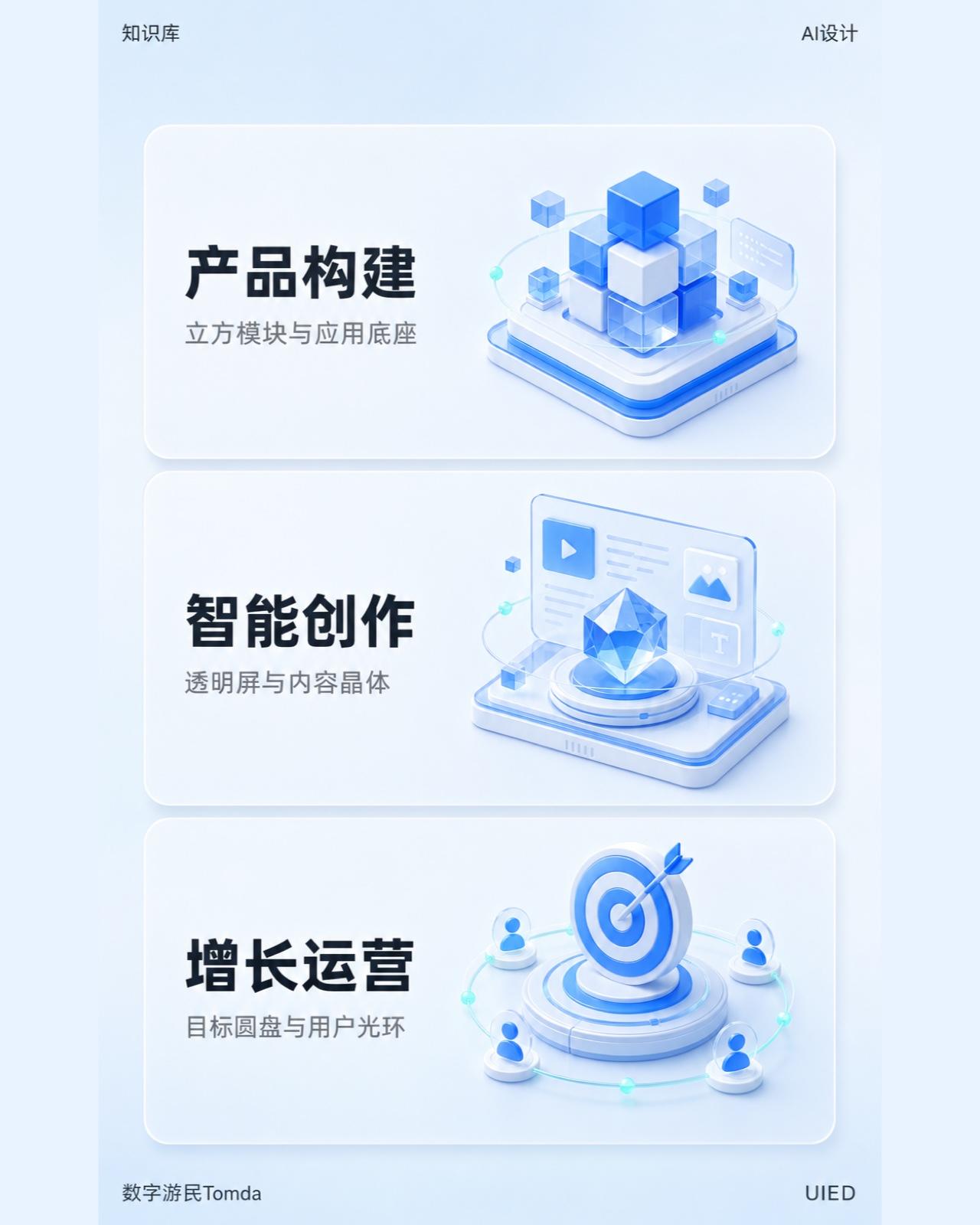 智能服务全景|蓝色等距三维卡片