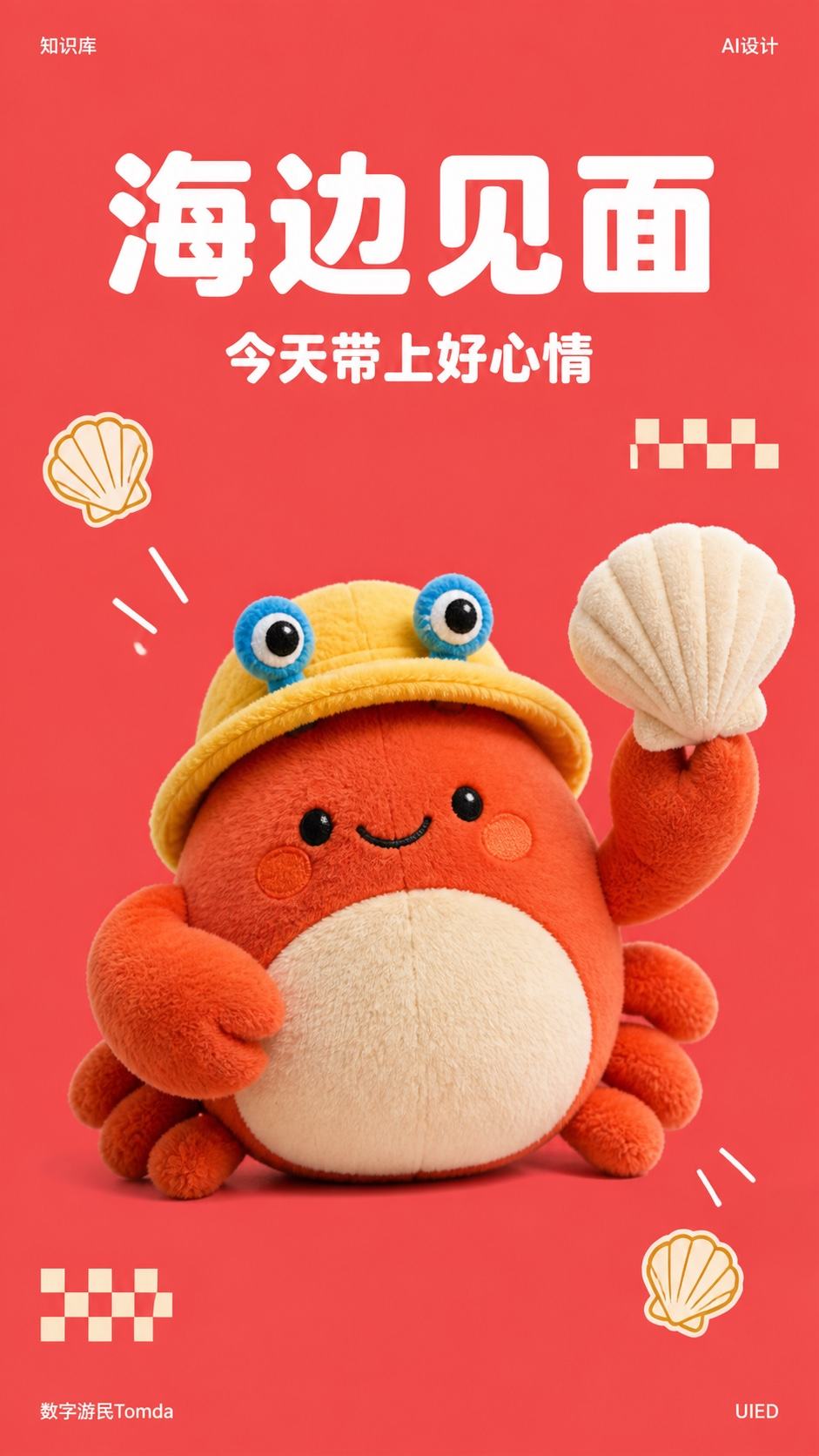 海边见面|毛绒吉祥物海报