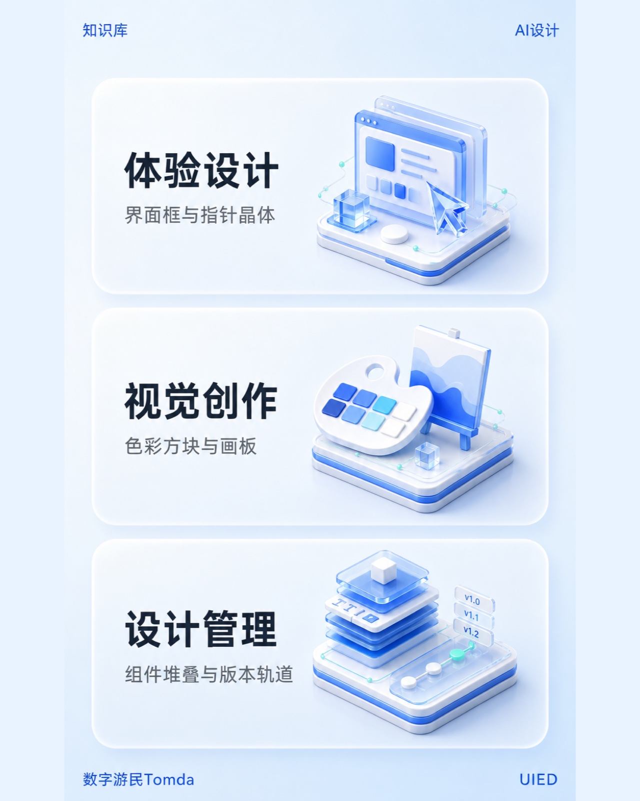 设计创新服务|蓝色等距三维卡片
