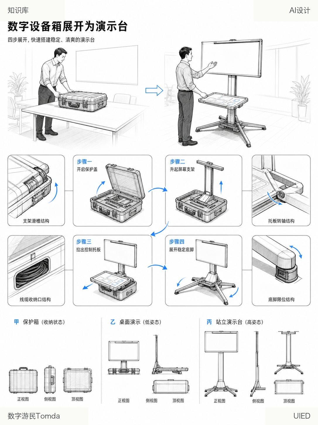 数字设备箱展开为演示台