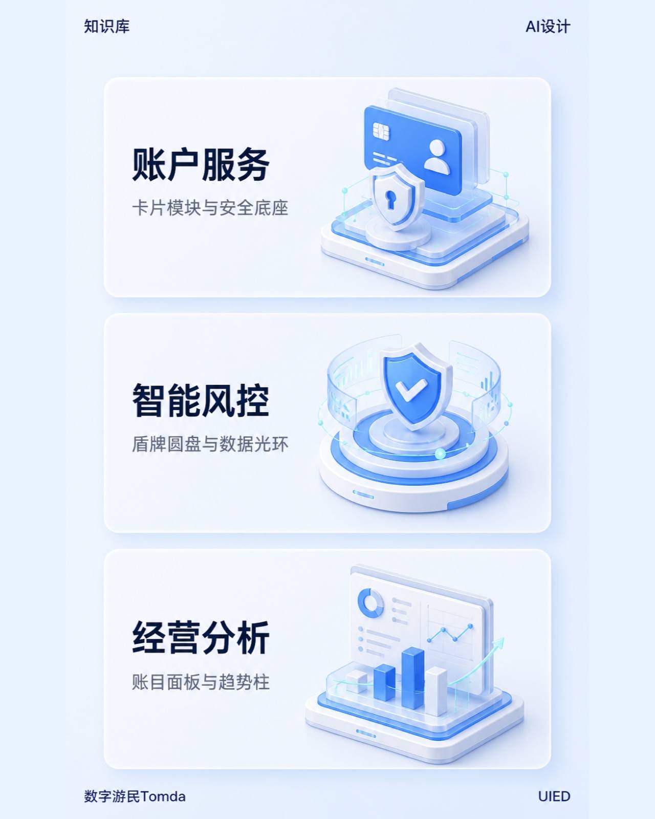 金融科技服务|蓝色等距三维卡片
