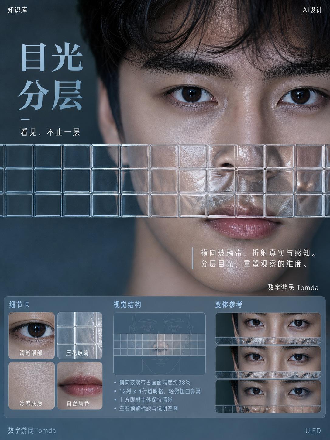 眼部特写横向玻璃带