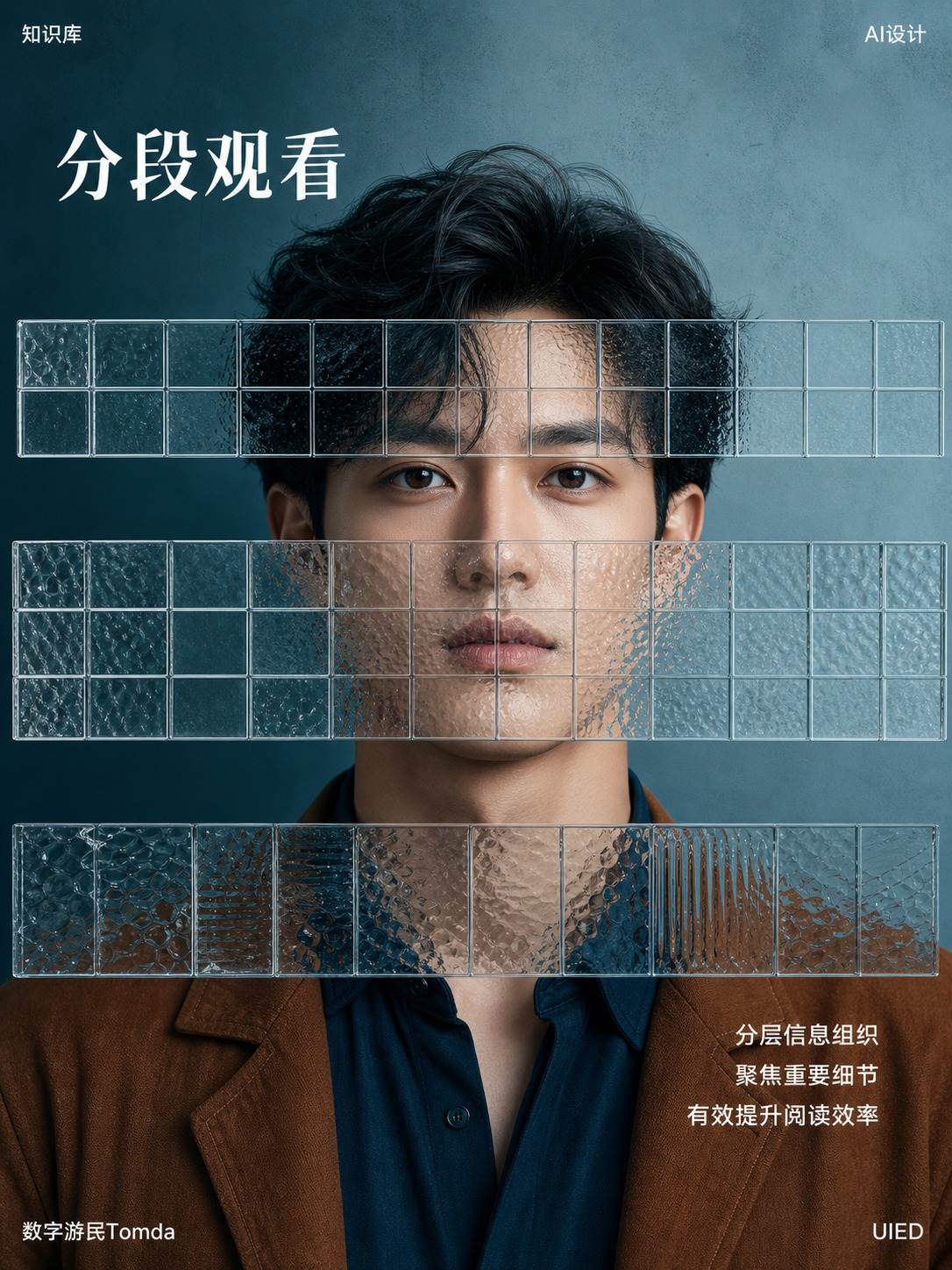 横向三段玻璃带