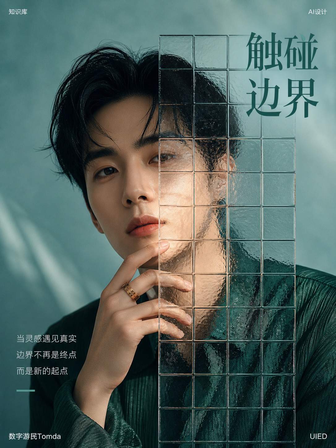 手部与面部玻璃交叠