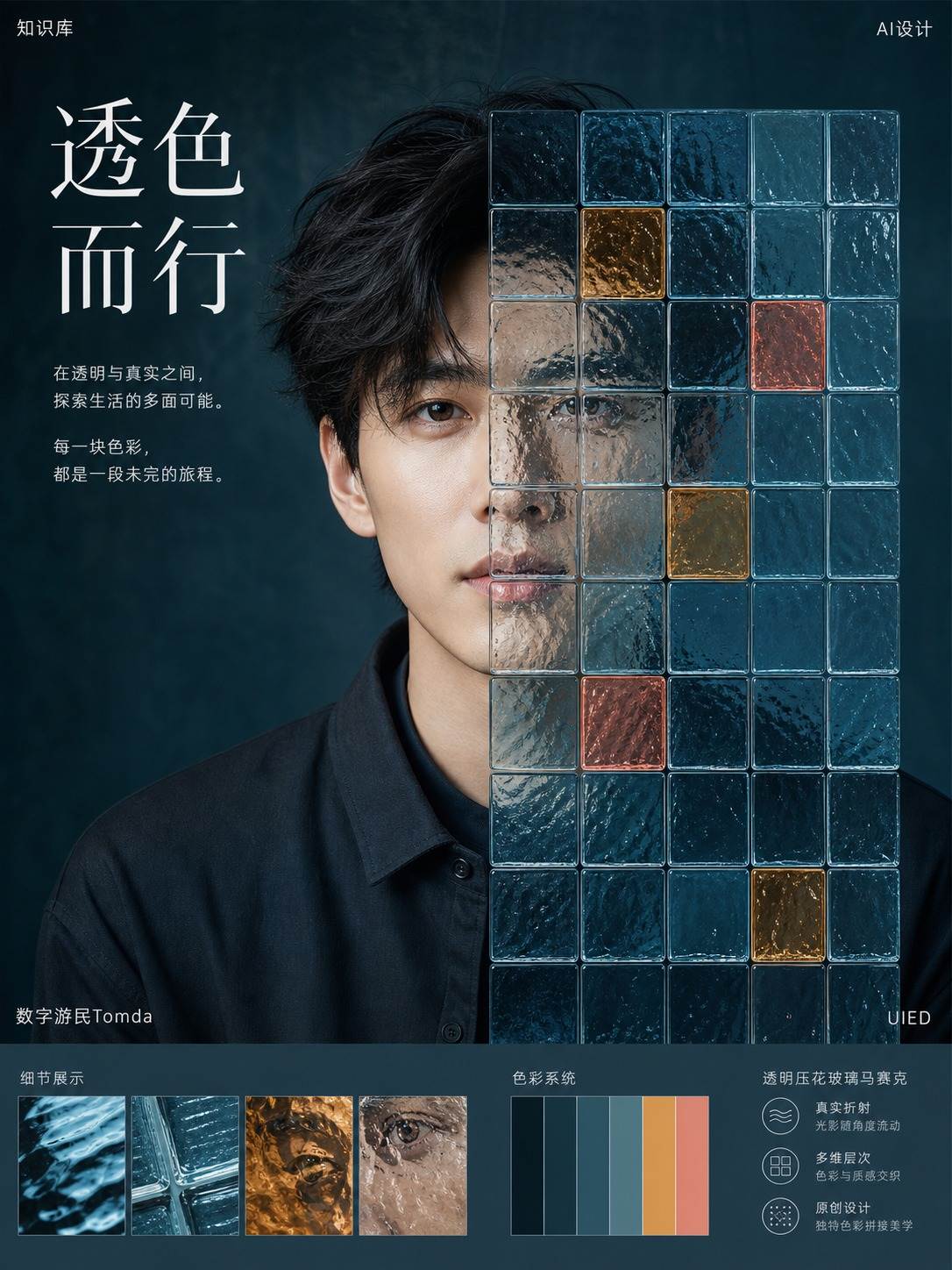彩色透明块人像