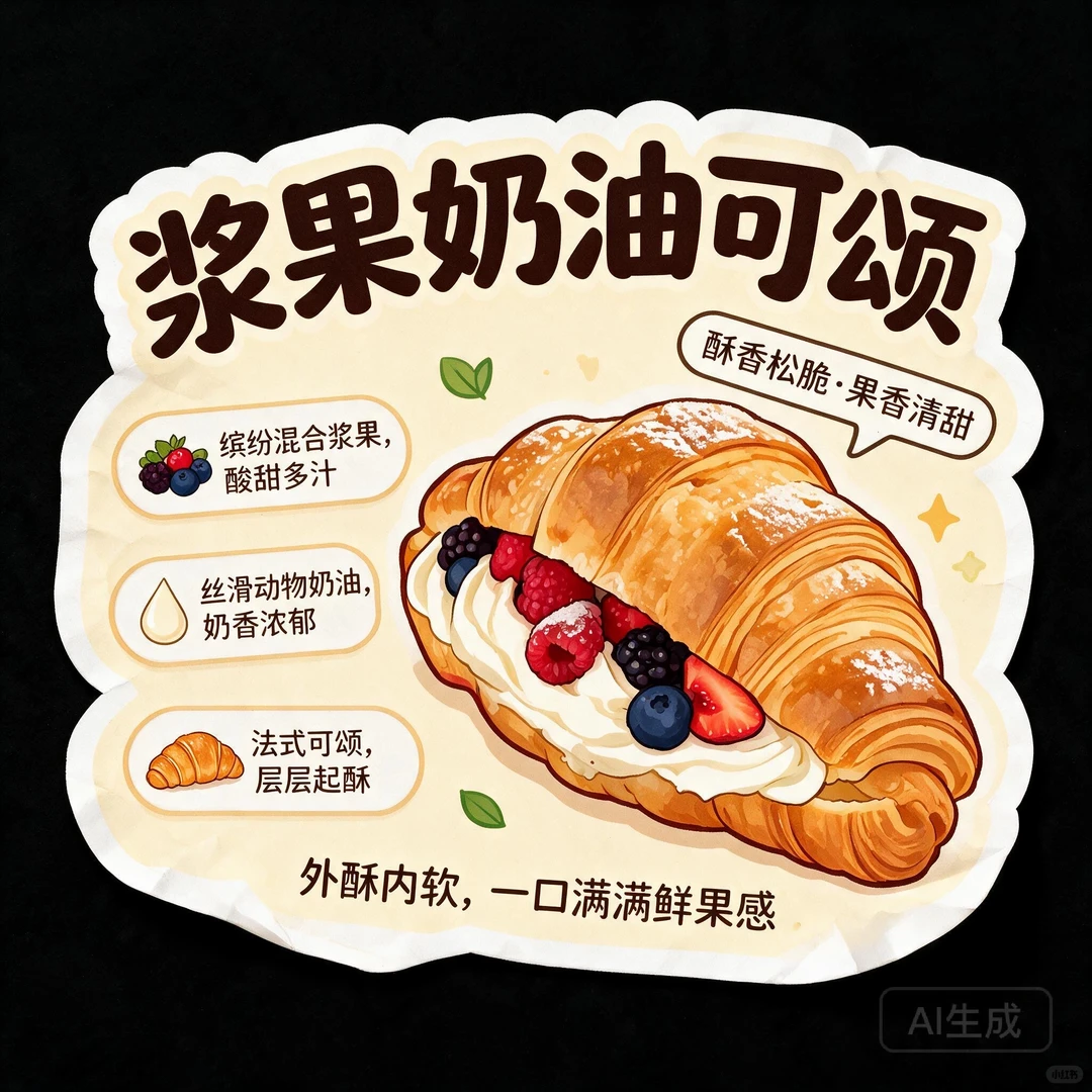 如何用AI做烘焙标签异形卡 （附提示词）