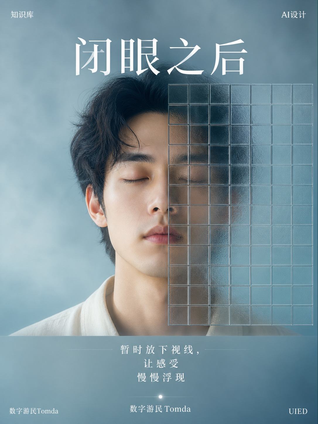 闭眼人物细密方格