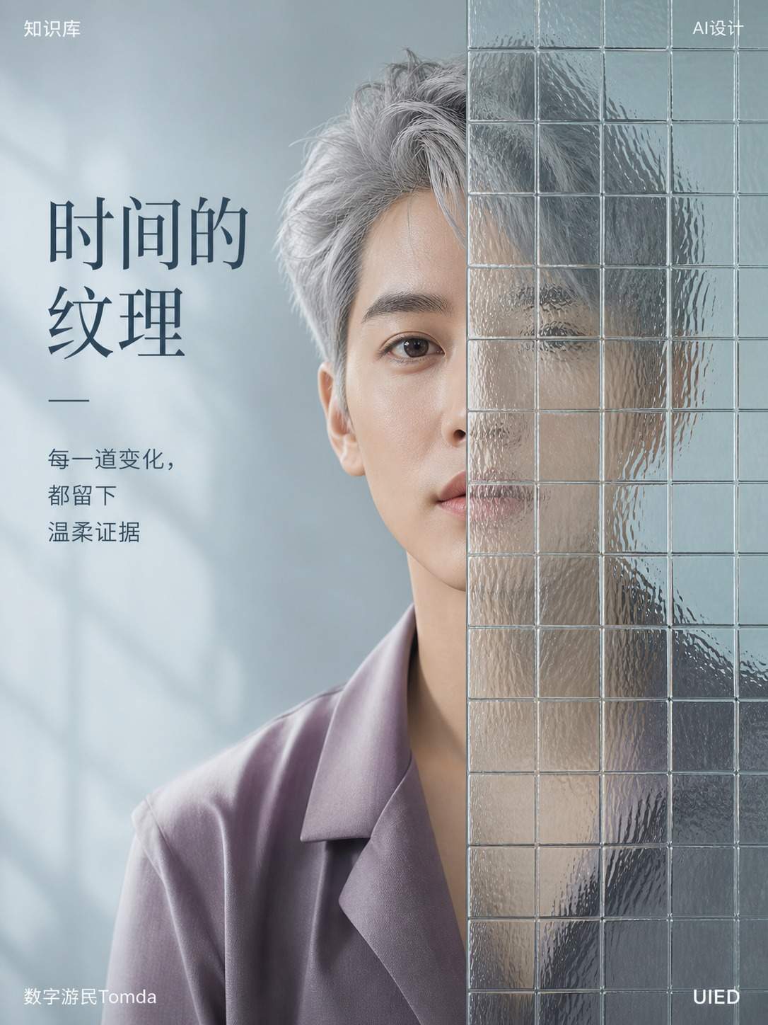 银发人物波纹玻璃