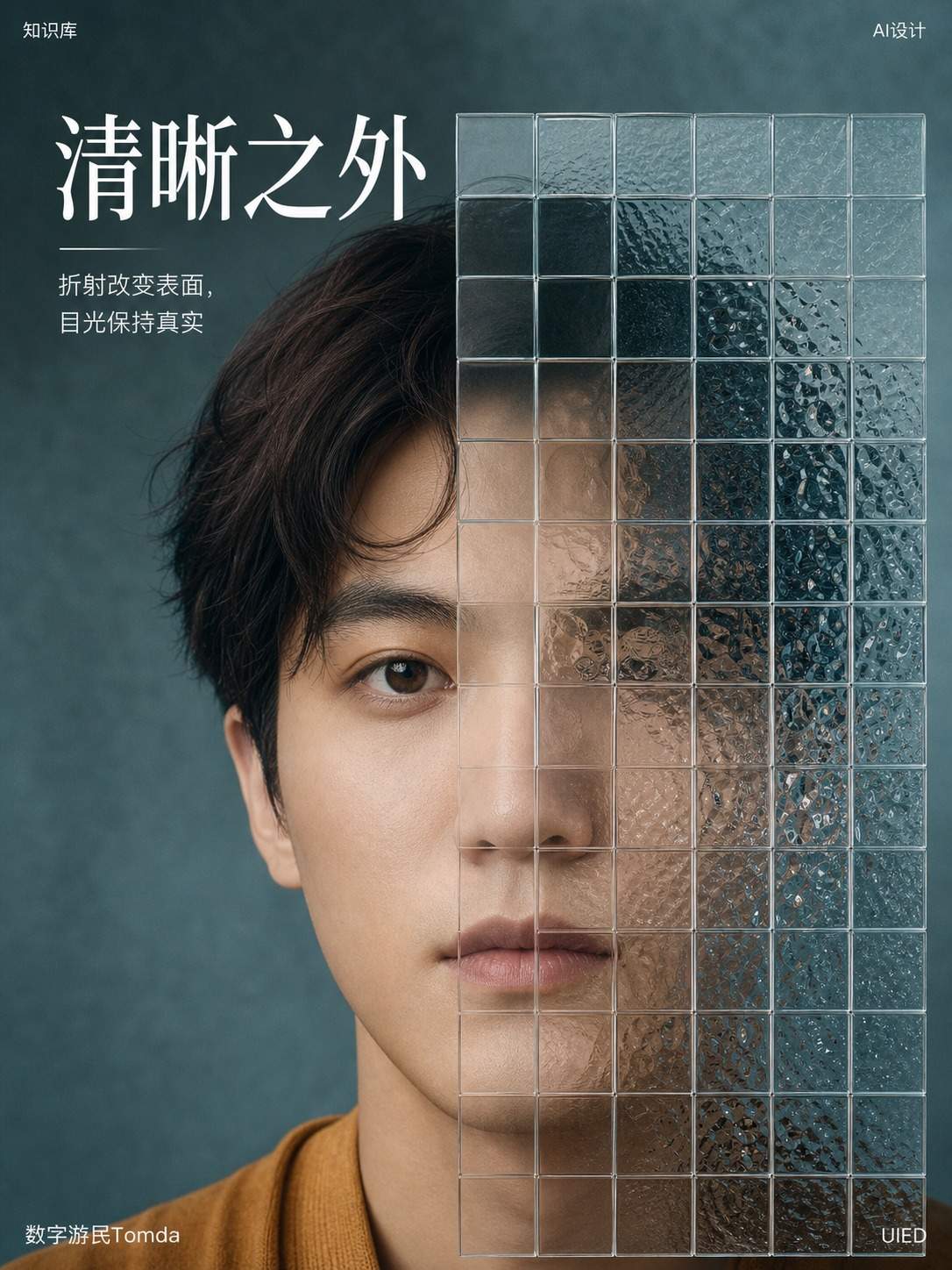 青蓝玻璃人像综合海报