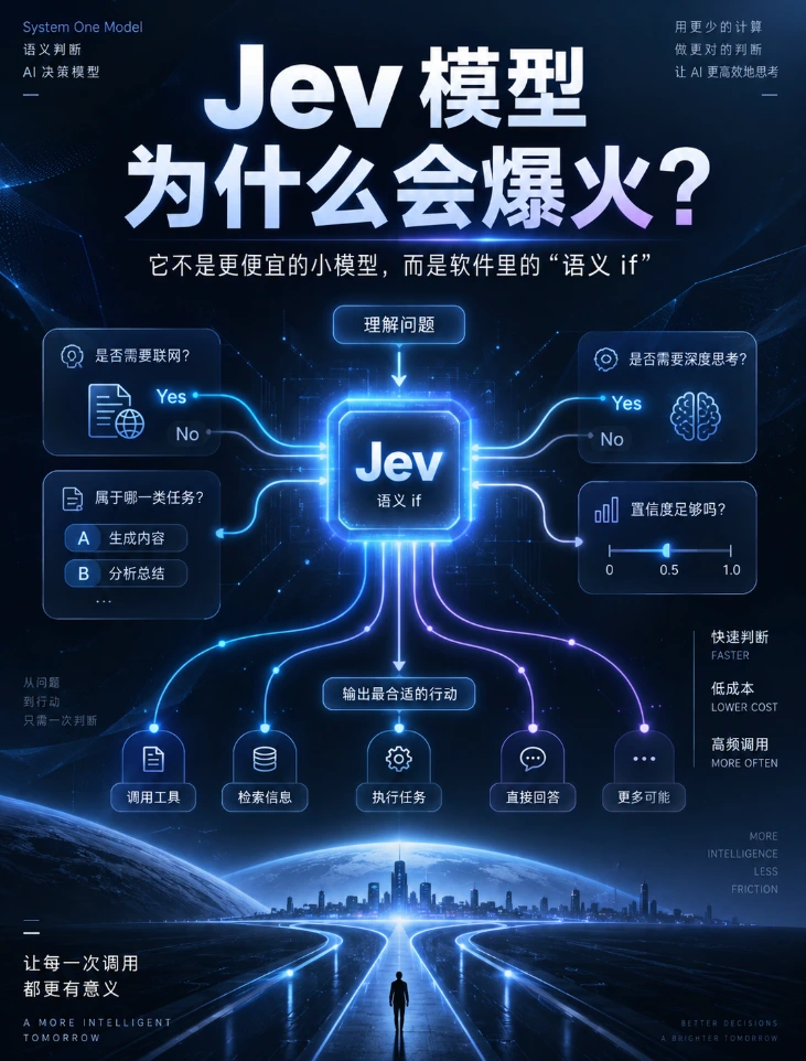 Jev 为什么突然爆火?它不是更便宜的小模型,而是软件里的“语义 if”