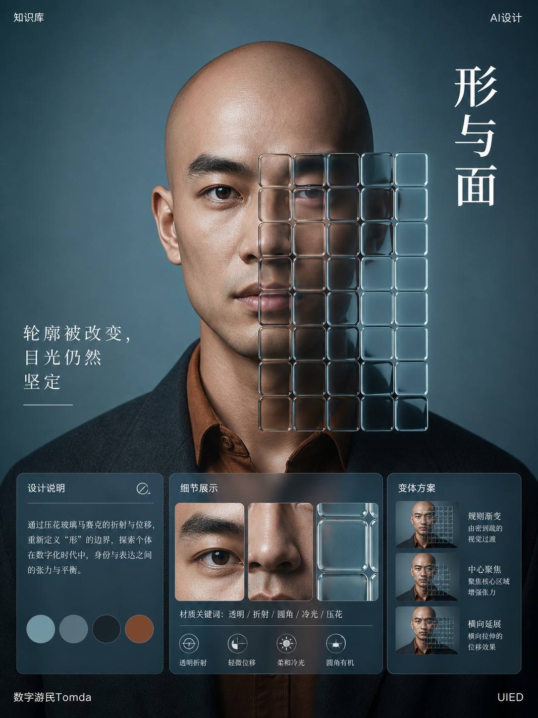 光头人物圆角玻璃块