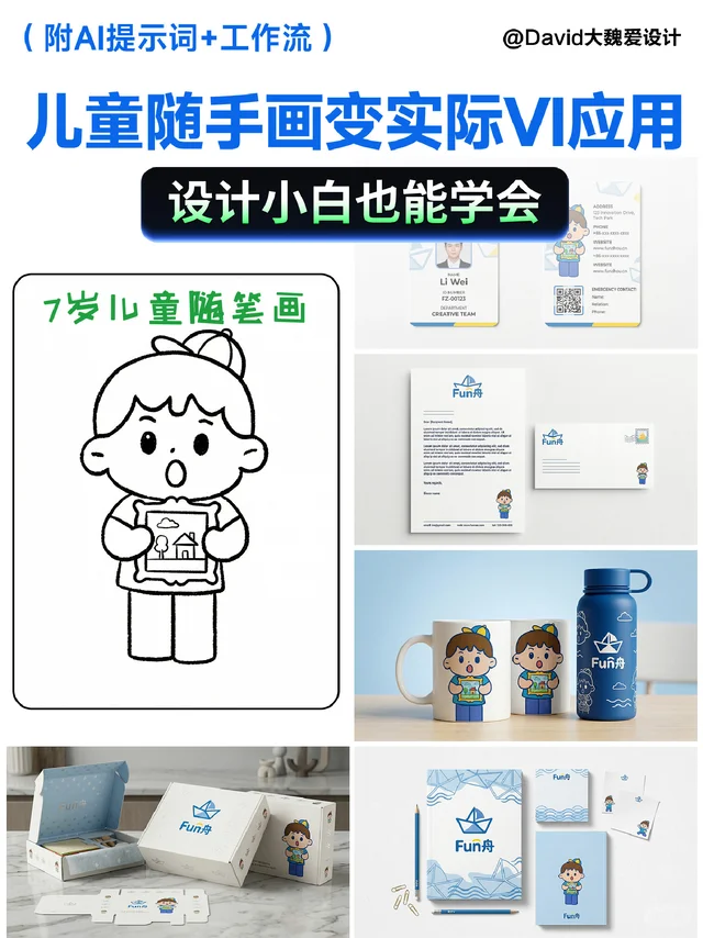🎨别扔神兽涂鸦！AI一键变全套VI设计