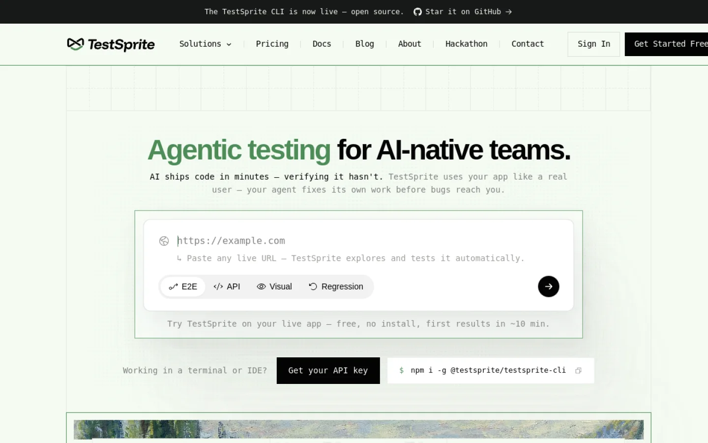 TestSprite官网截图