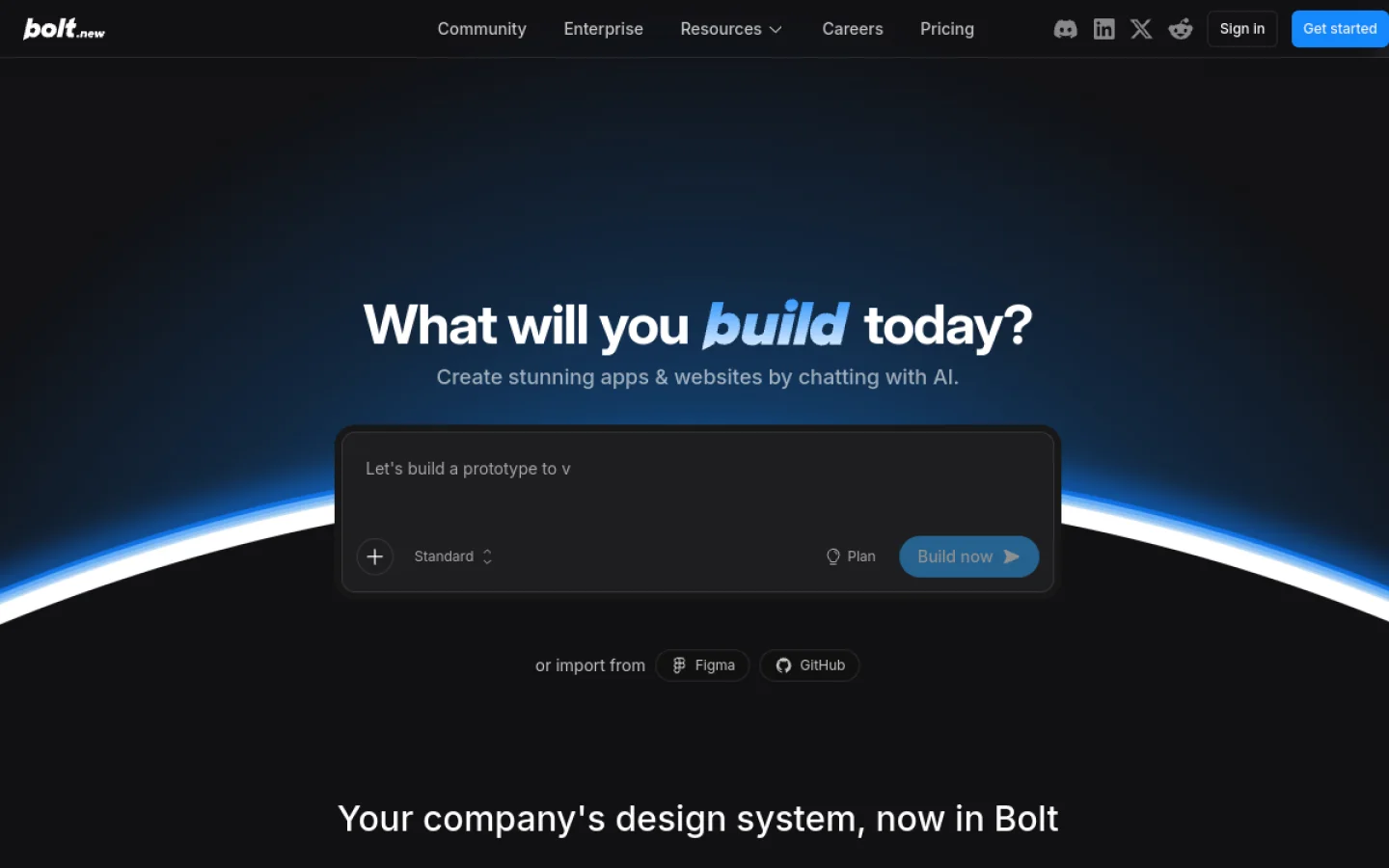 Bolt.new官网截图