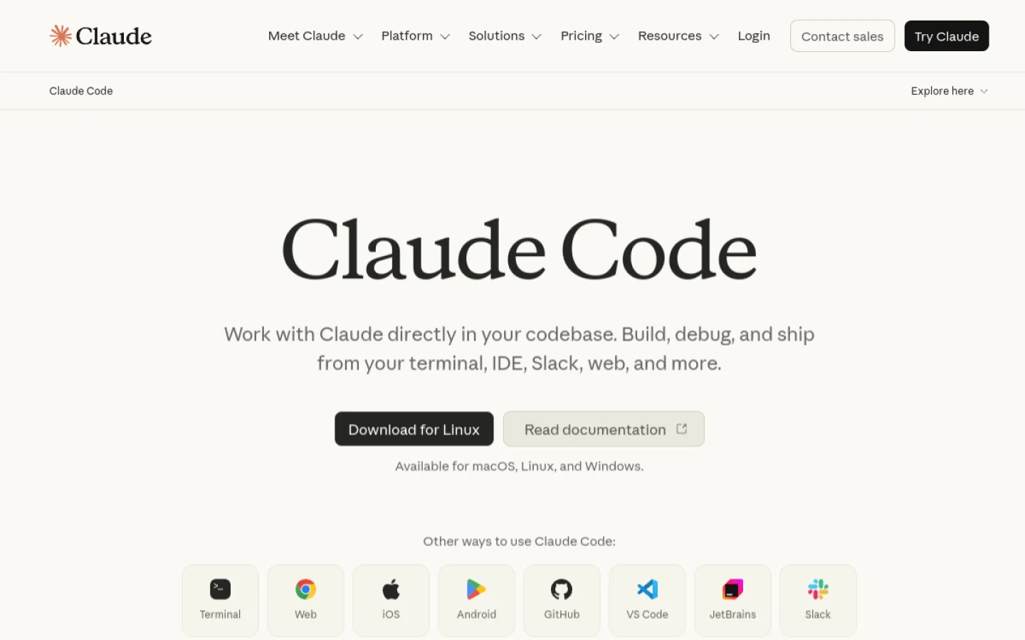 Claude Code官网截图