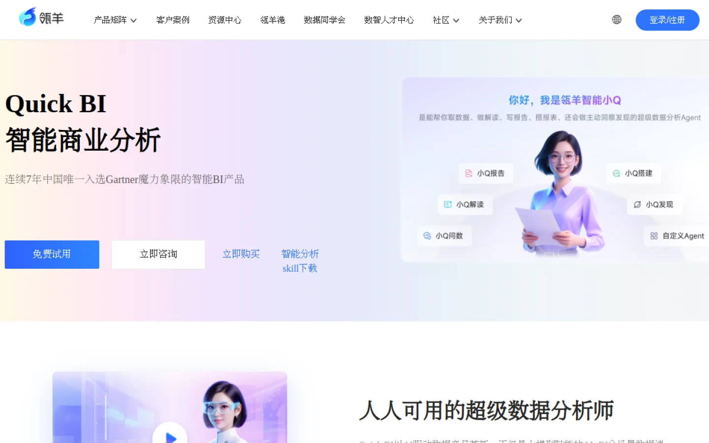 Quick BI官网截图