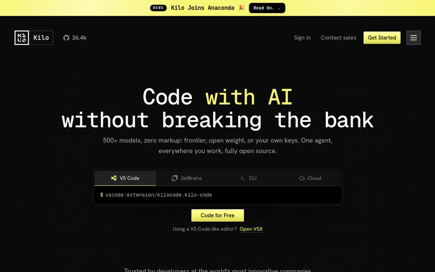 Kilo Code官网截图