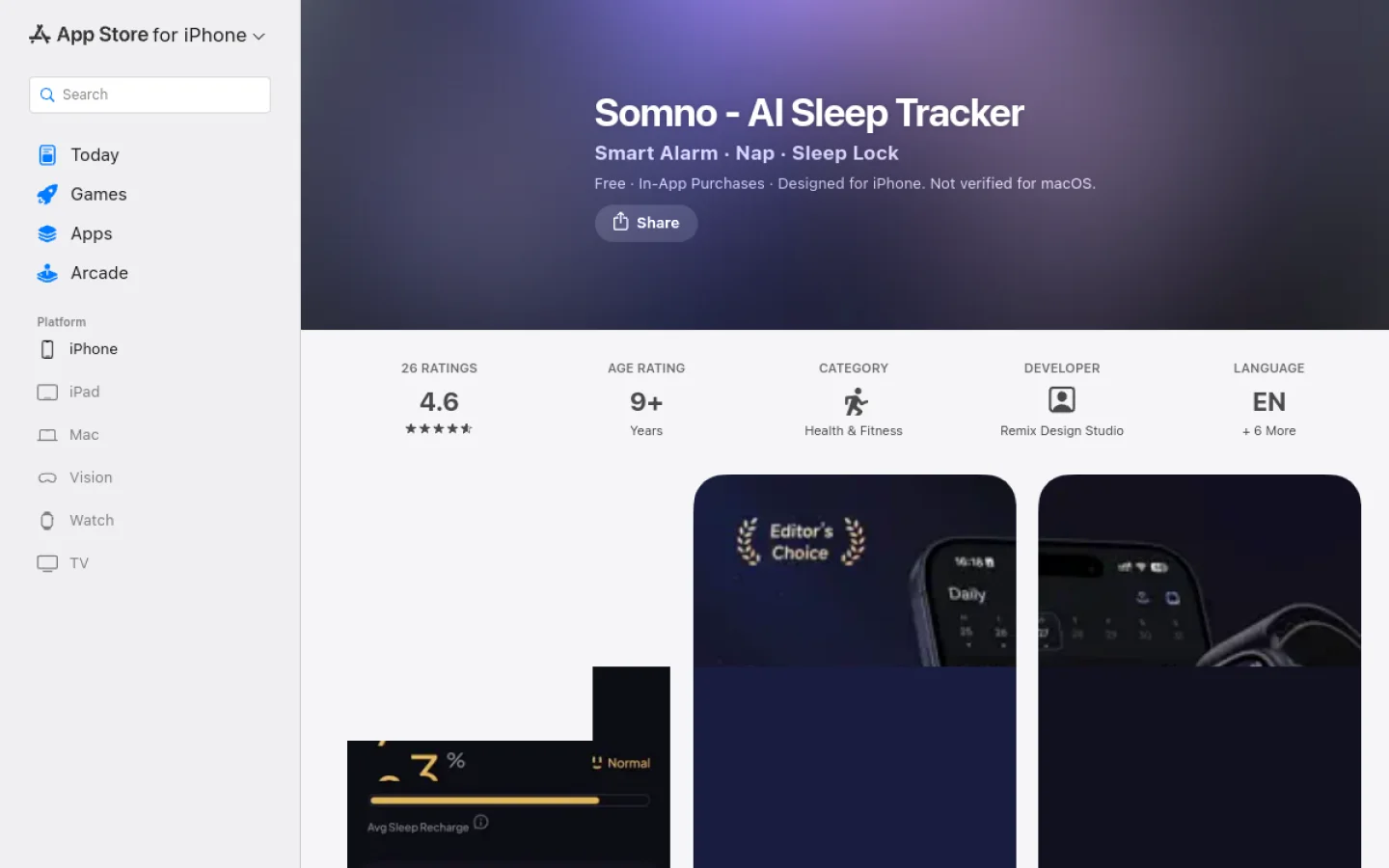 元气睡眠 (Somno)官网截图