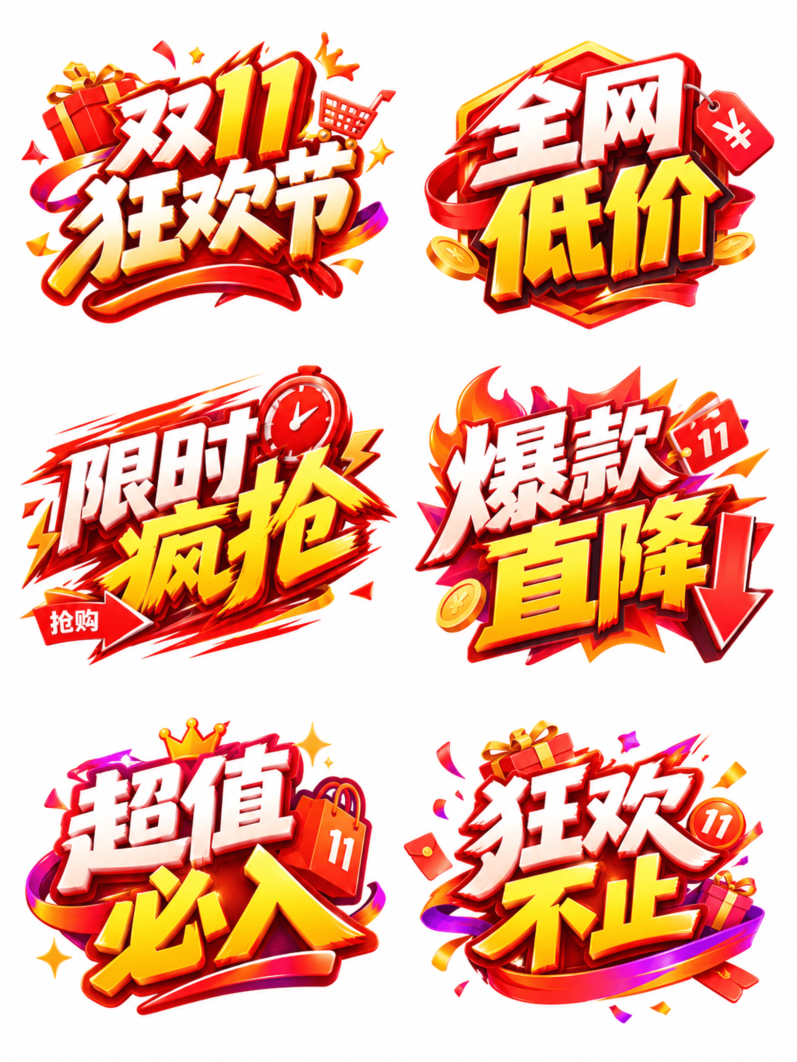 设计一张“双十一电商大促中文创意字体合集
