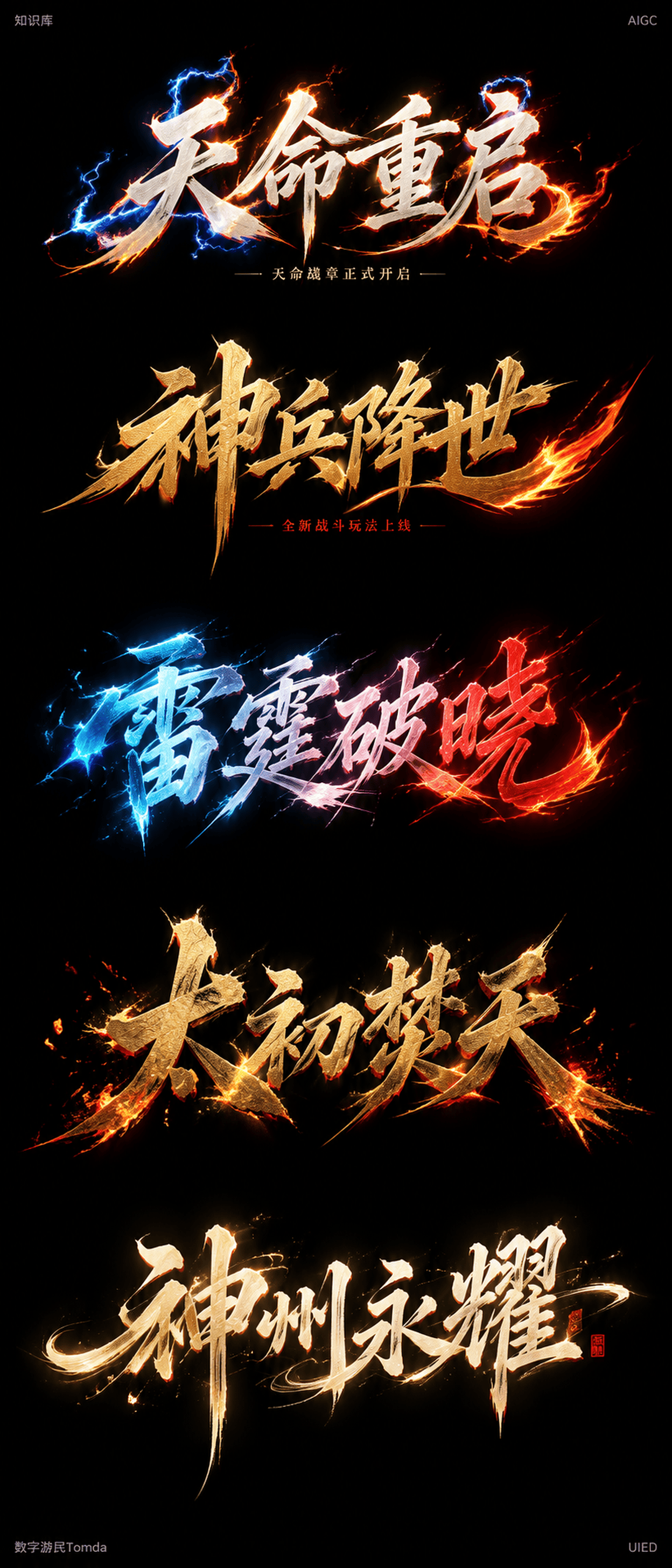 东方神话动作游戏高端美术字效设计合集，黑