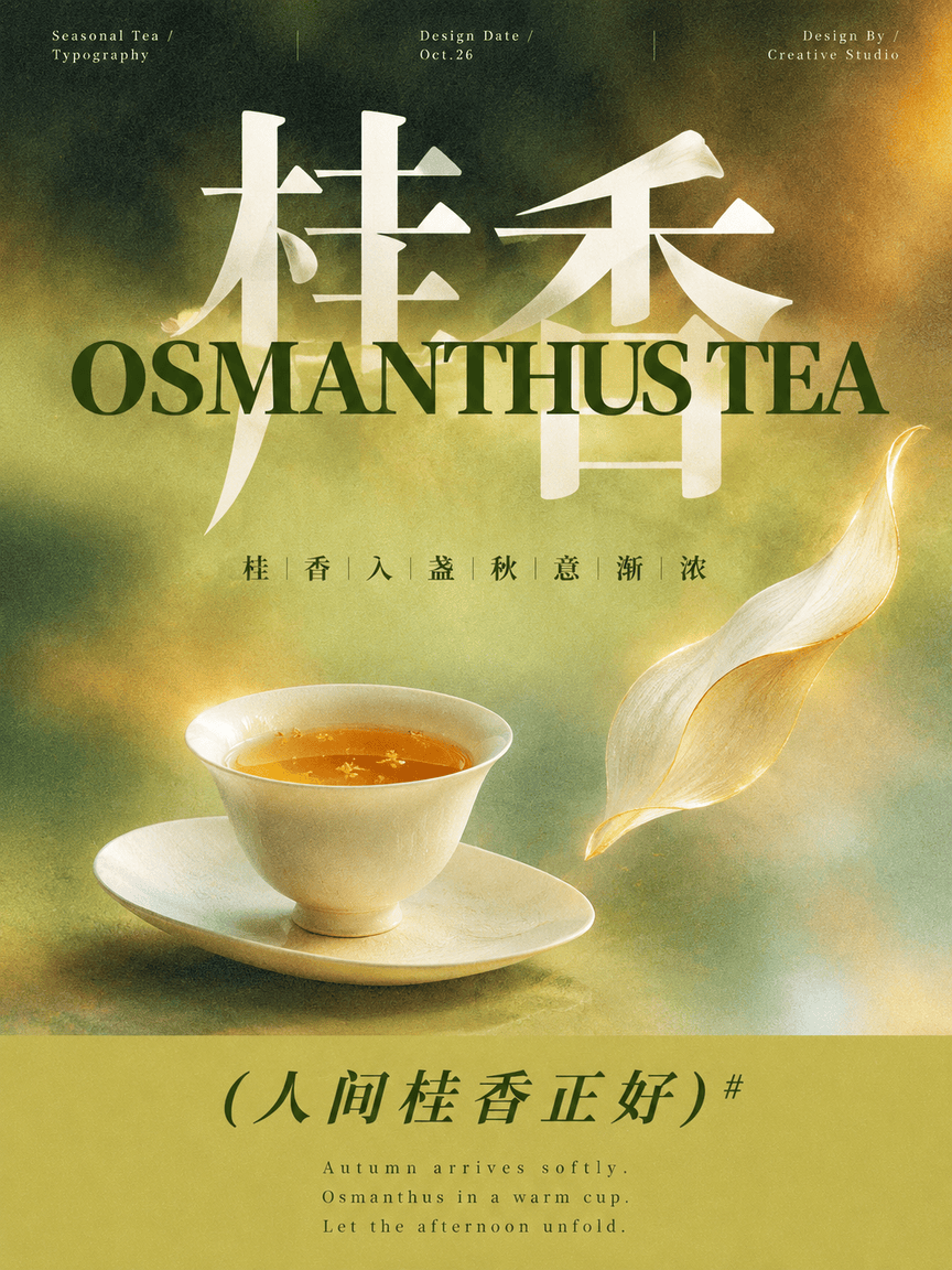 设计一张“桂花乌龙”主题的高级东方茶文化