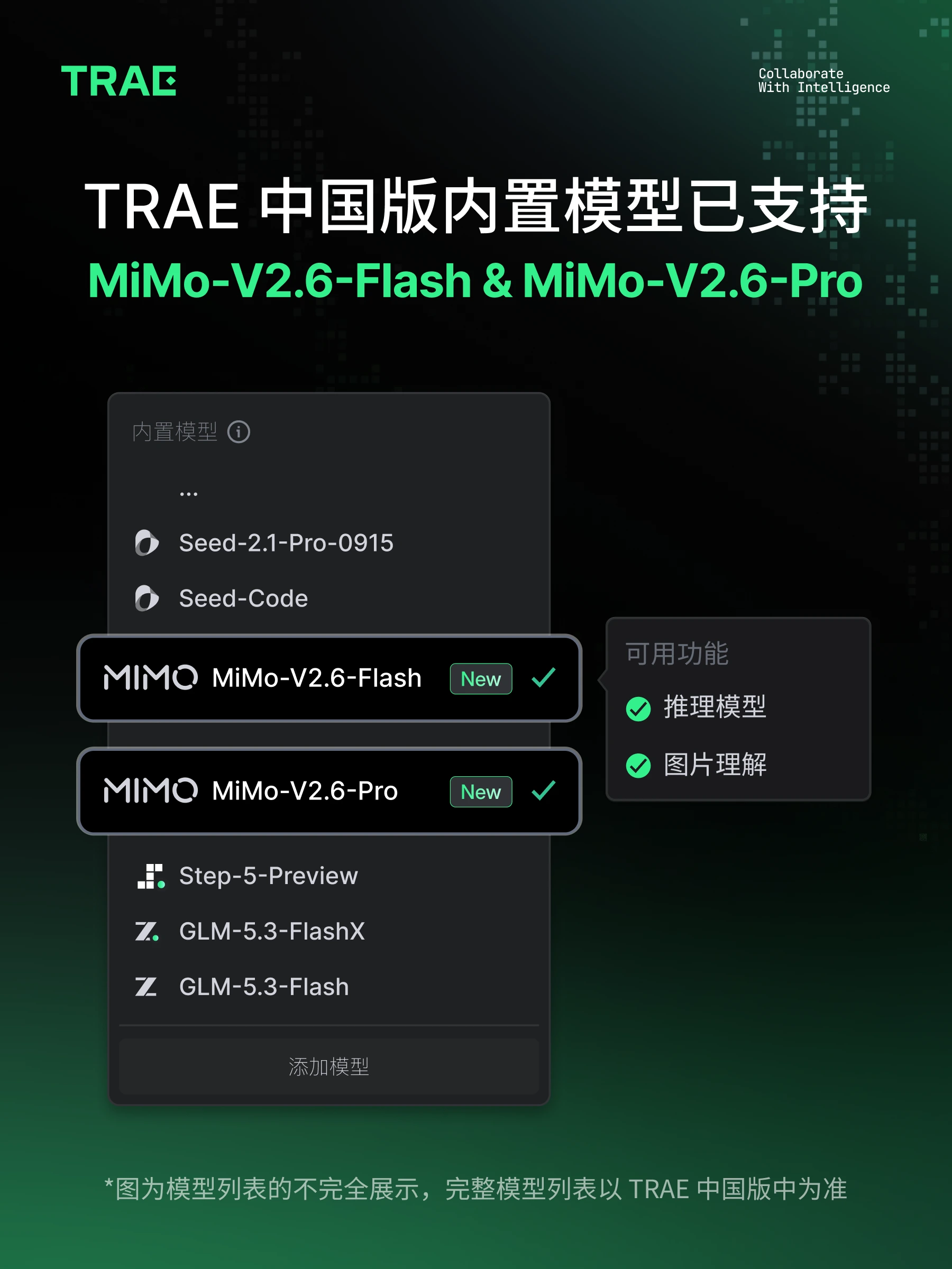 TRAE 中国版已支持 MiMo-V2.6 系列 配图 1