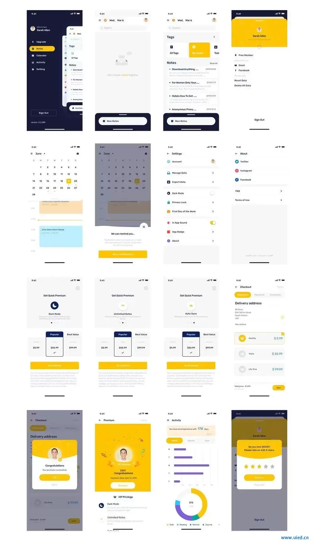 30多个app界面设计应用程序ui设计素材下载