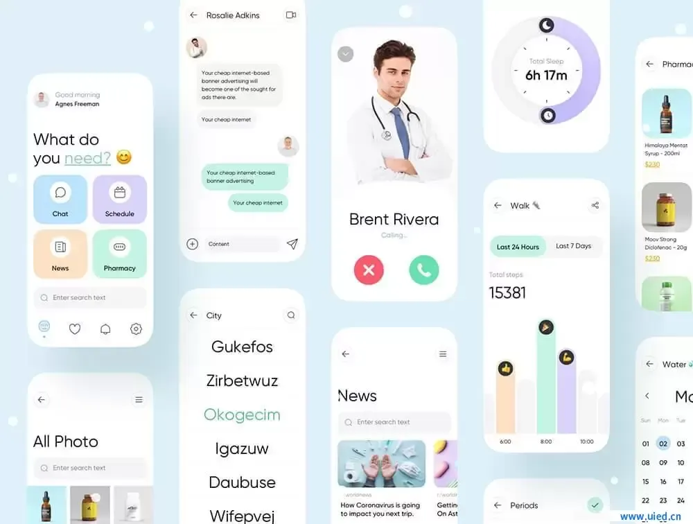 在线医疗app UI源文件下载，医疗健康app UI资源下载含sketch、fig源文件亮暗两种模式