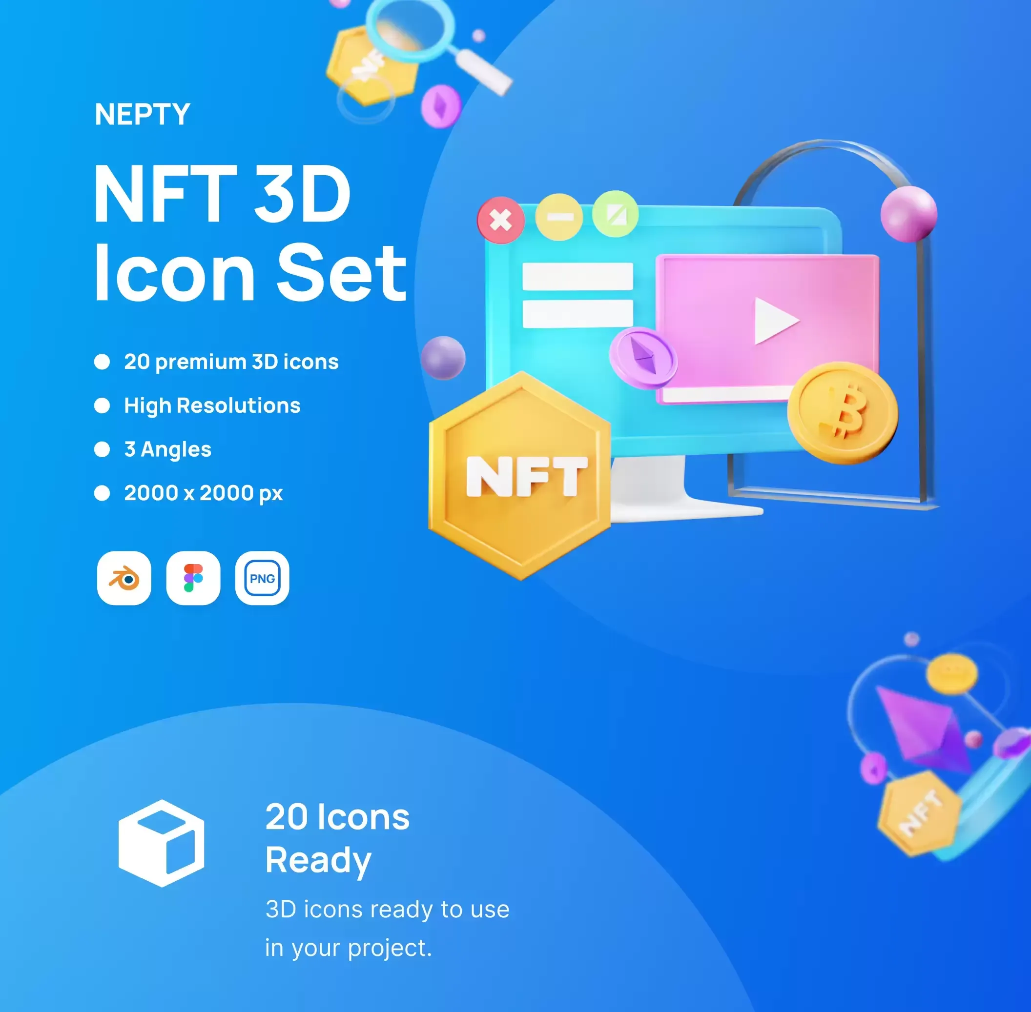 NFT 3D图标合集素材下载