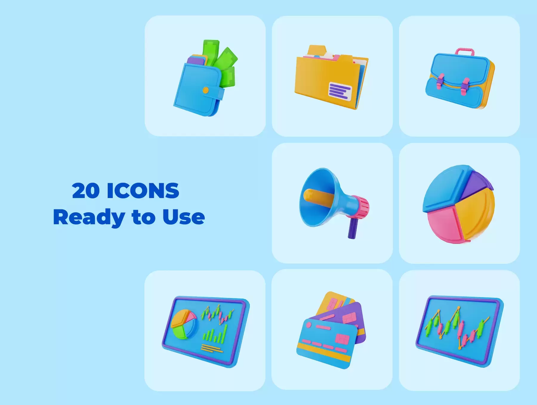 商业OA办公场景3D图标合集