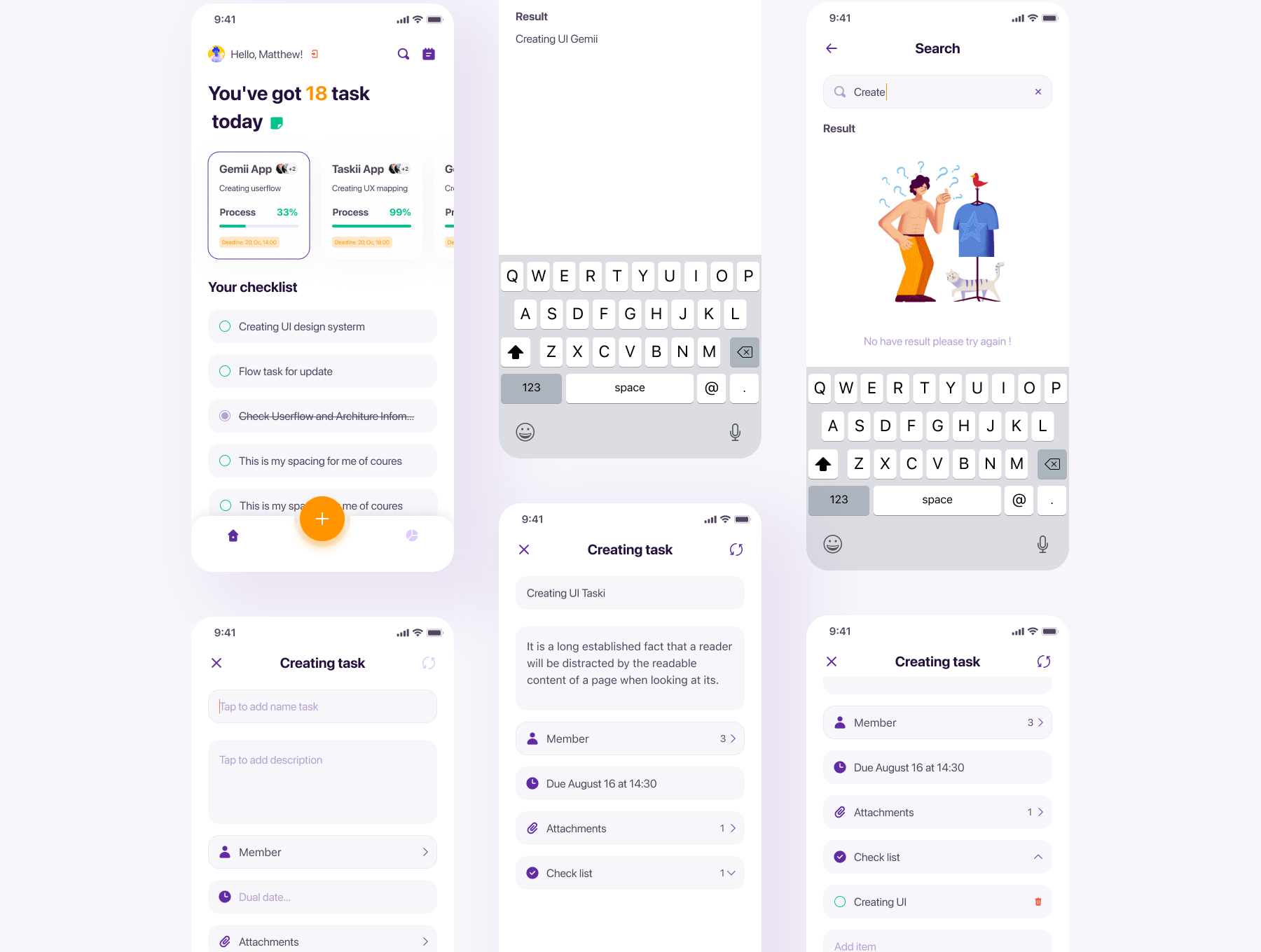 待办事项任务管理ios应用UI设计套件