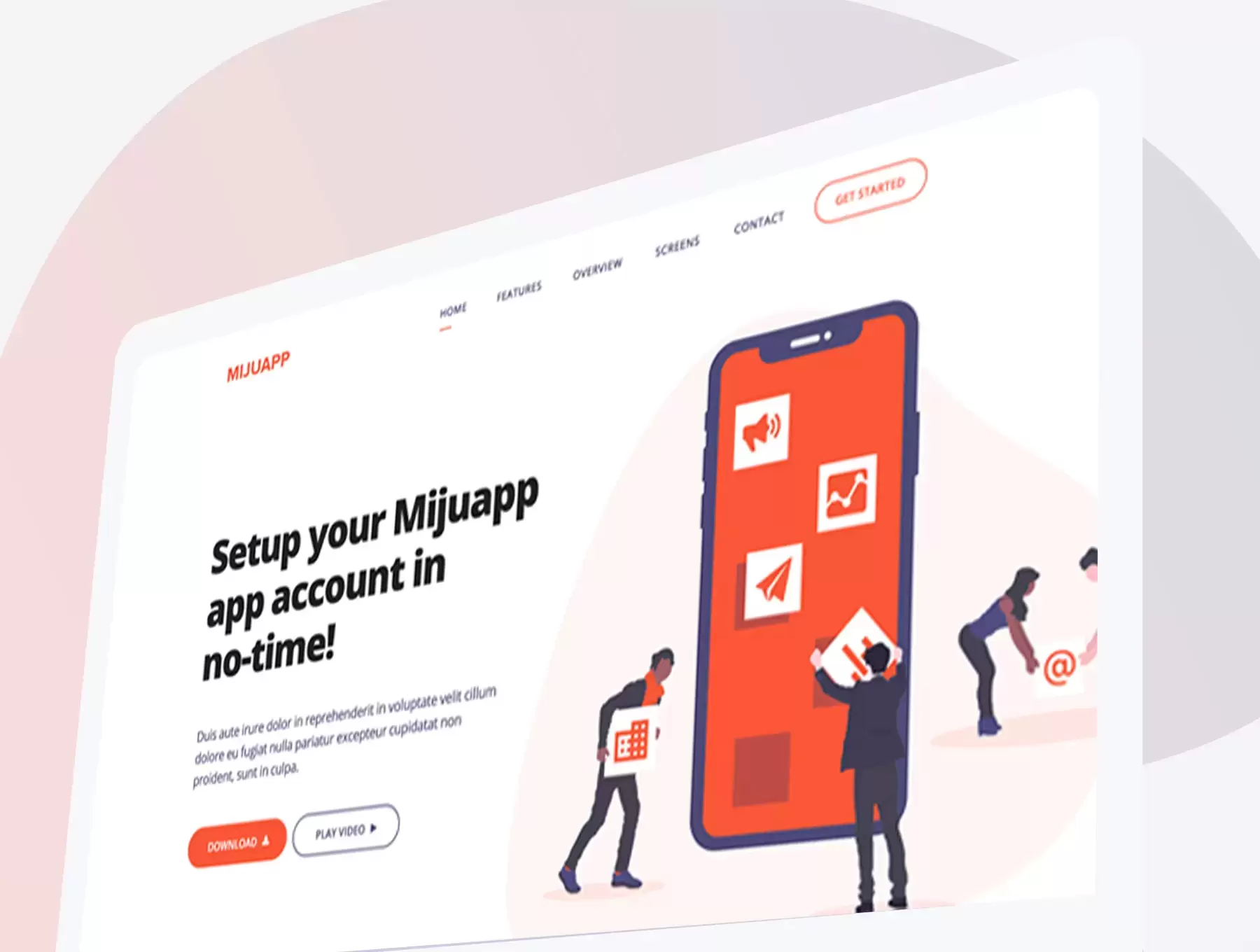 移动app应用登录PSD网页模板