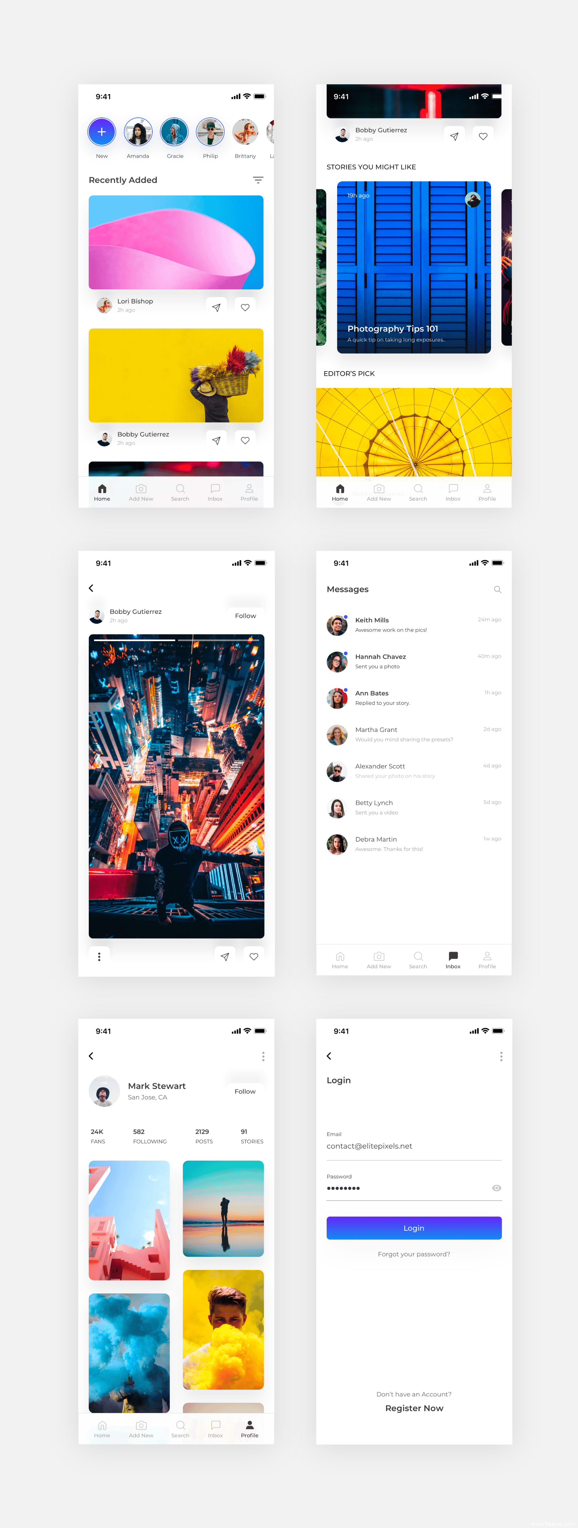 免费社交类简约风格APP模板sketch源文件