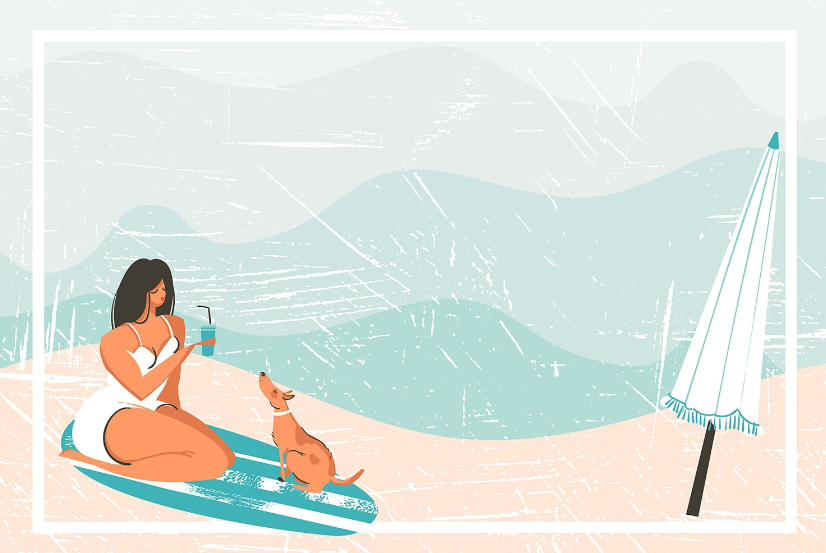 免费一组夏季海滩主题场景插画Ai源文件插图1
