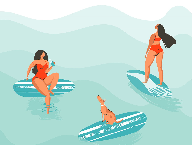 免费一组夏季海滩主题场景插画Ai源文件插图2