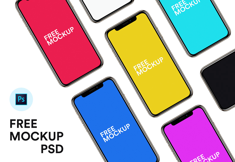 免费白色与黑色 iPhone XS PSD模板