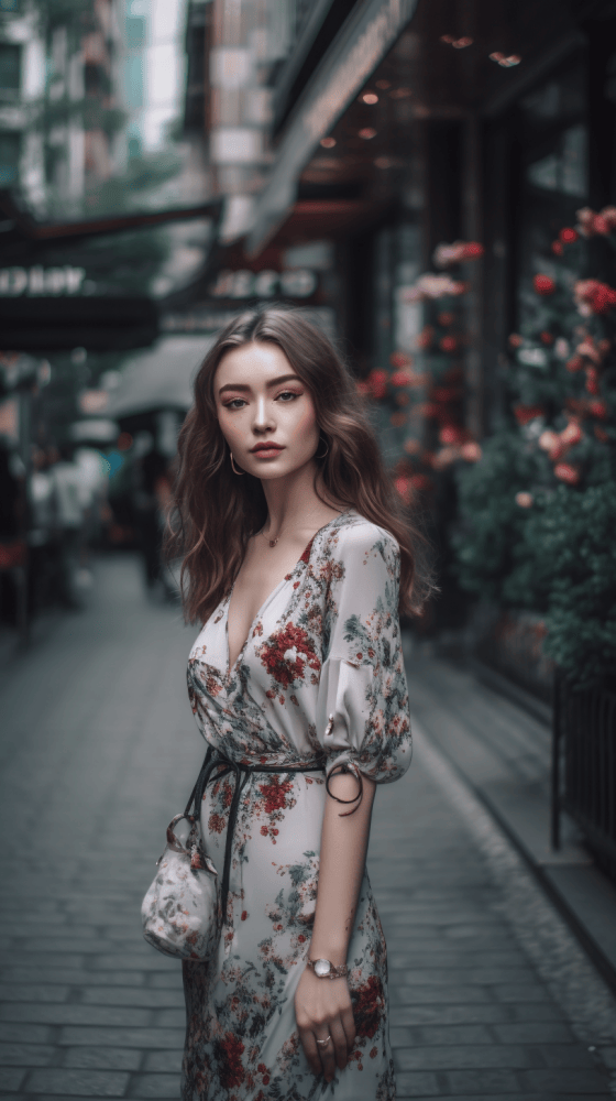 一个时尚女孩的全身照