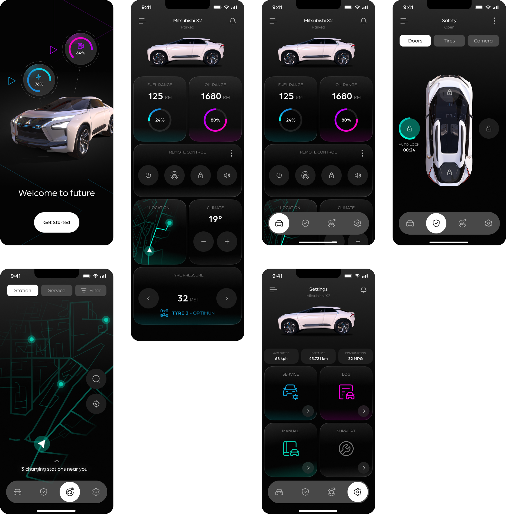玻璃拟物app ui风格汽车控制figma素材下载插图1