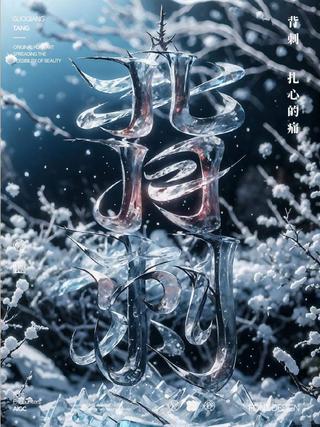 AI造字字变冰雕效果之背刺字体设计！