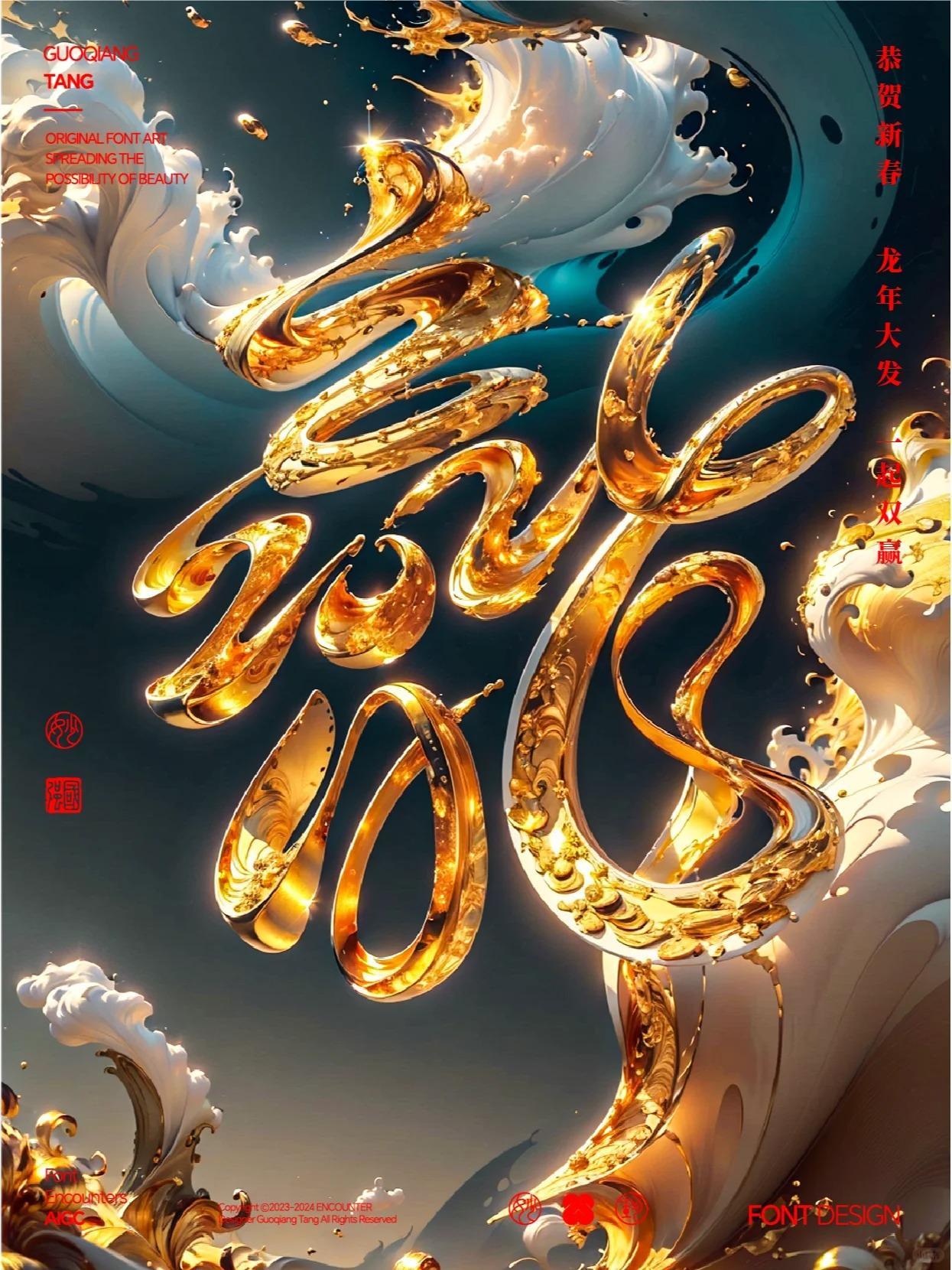 龙年新春一起双赢！龙年新春海报！（AIGC)