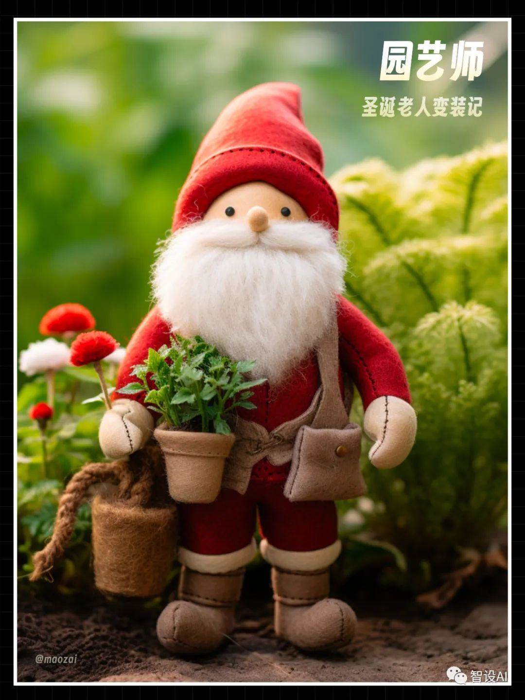【AIGC】Midjourney 羊毛毡风格圣诞老人变装