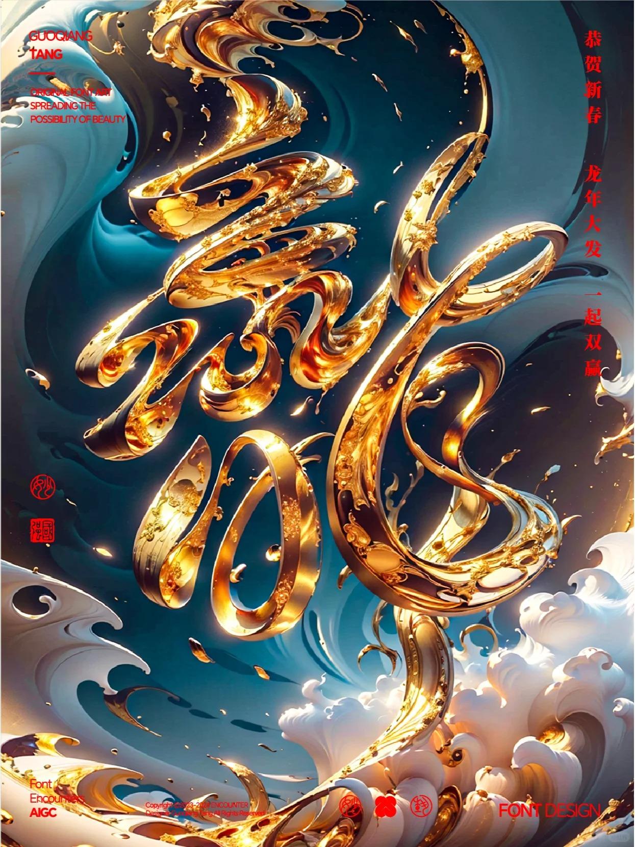 龙年新春一起双赢！龙年新春海报！（AIGC)